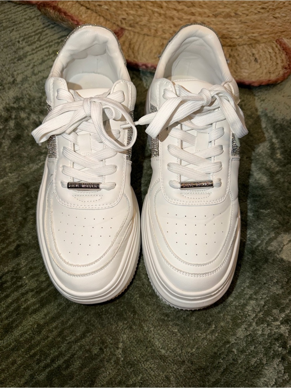 Steve Madden White Sneakers with Rhinestones